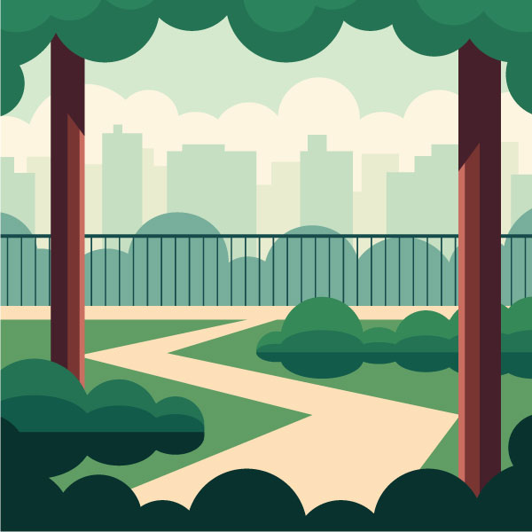 Parque de la ciudad en primavera