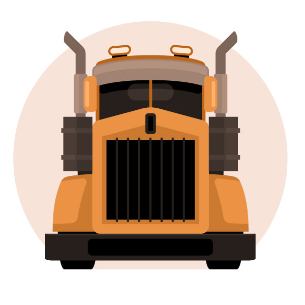 Vista frontal del camión gigante