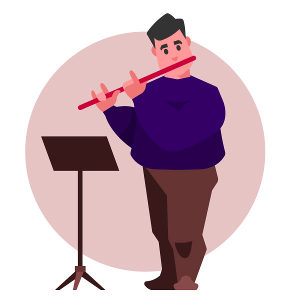 El hombre está tocando la flauta