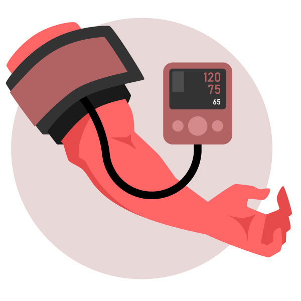 Der Mensch misst den Blutdruck