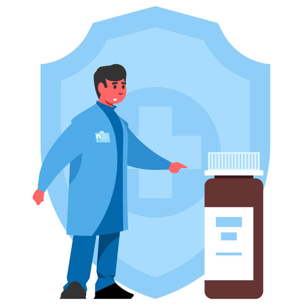 Der Arzt verschreibt Medikamente