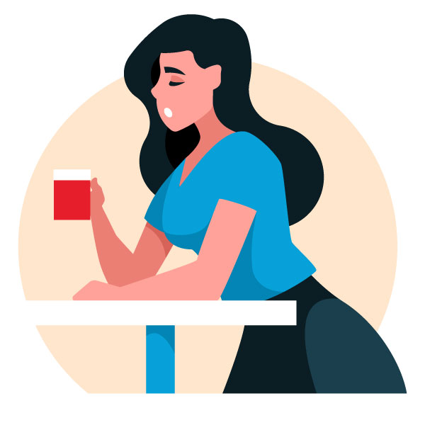 Das Mädchen trinkt einen beruhigenden Tee