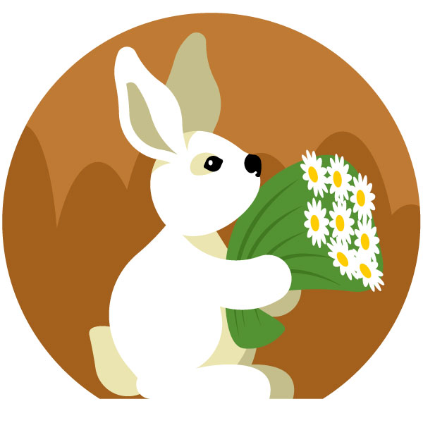 Ein Hase mit Blumen