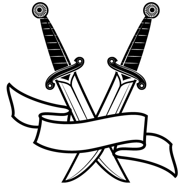 Dos cuchillos y una cinta blanca