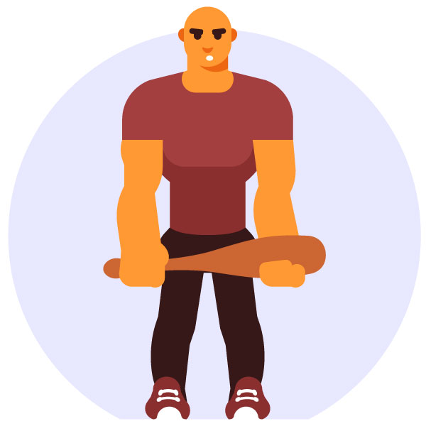 Ein Schläger mit Baseballschläger