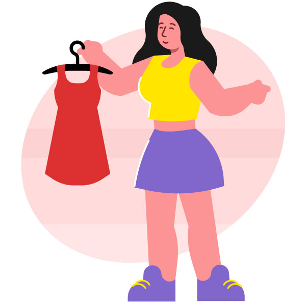 Frau, die Kleidung kauft