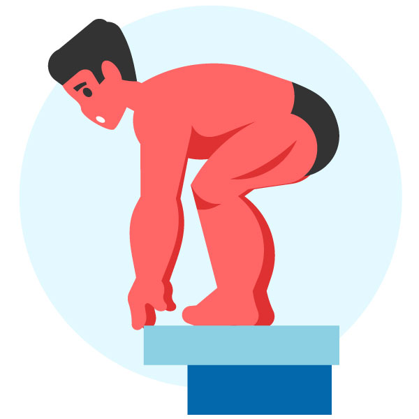 Nadador listo para bucear