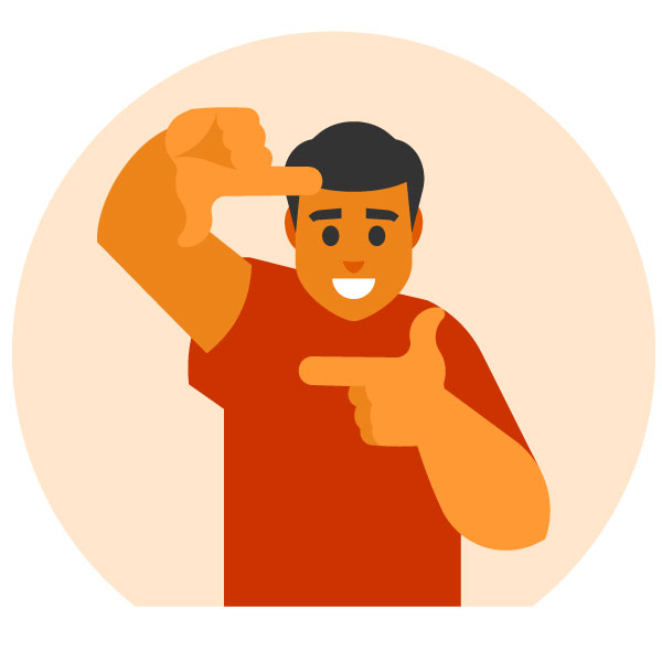 Gesto de la mano del fotógrafo