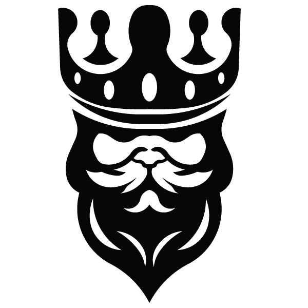 Silueta monocromática de un rey barbudo