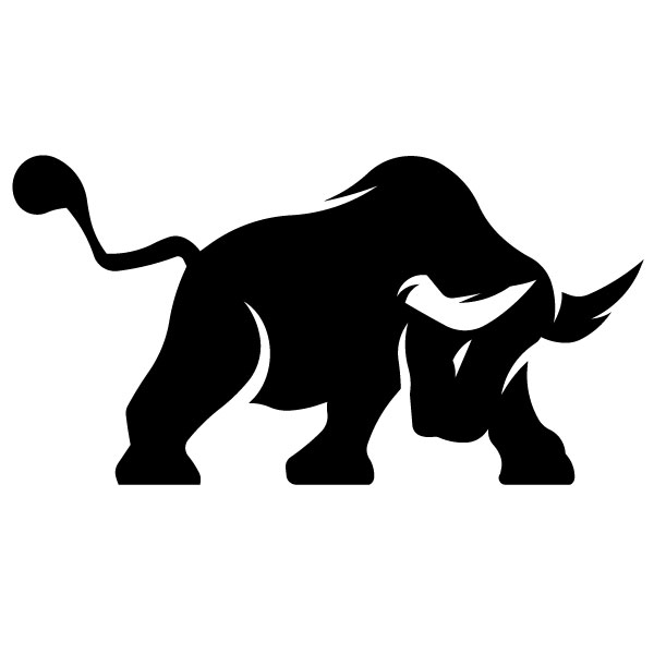 Silueta monocromática de un toro bravo