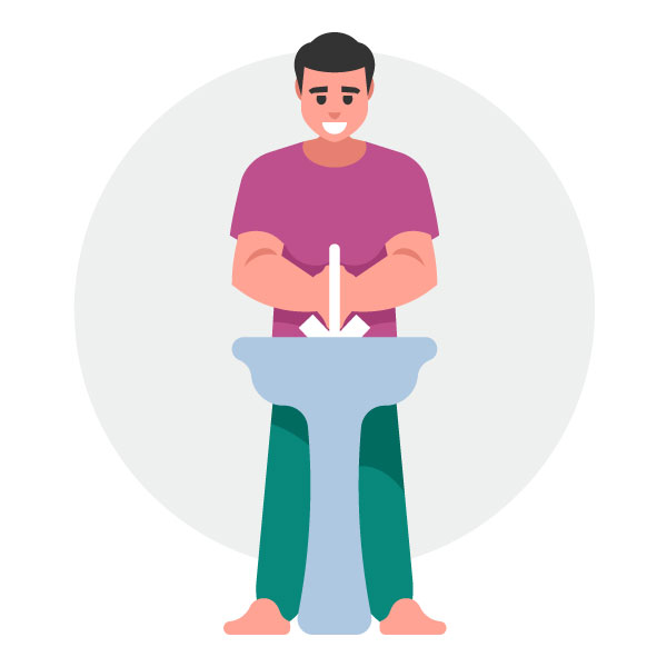 Un hombre se lava las manos