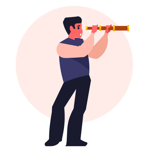 Un hombre mira a través de un catalejo